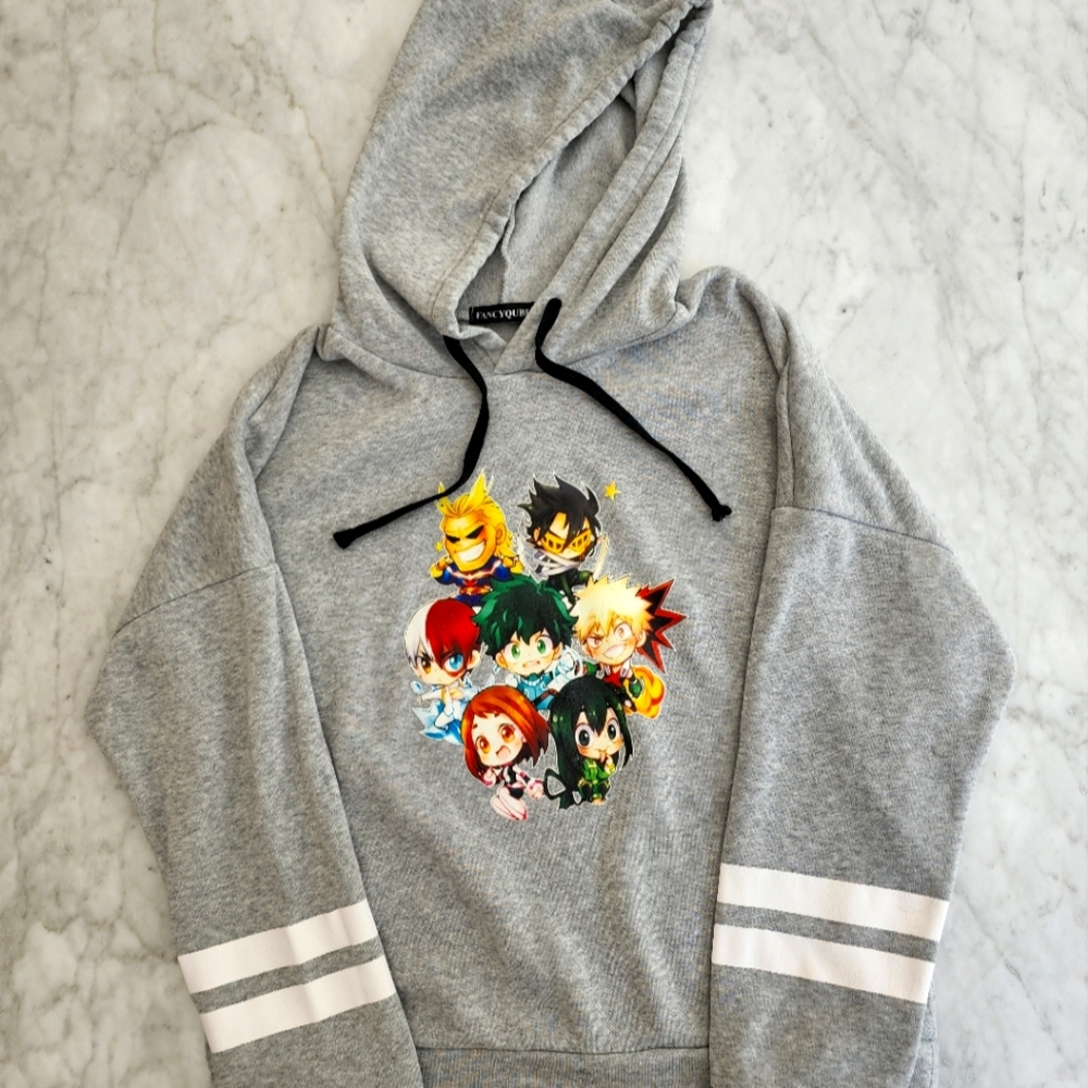 Grey & multi colored My Hero Academia hoodie